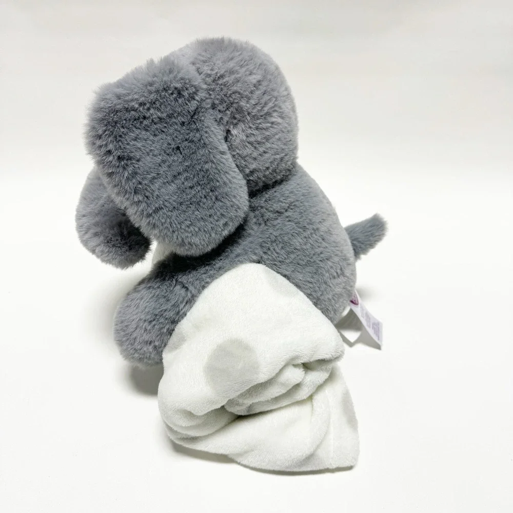 Parents Choice Blanket White Gray Polka Dots with Plush Elephant Gray Toy Set